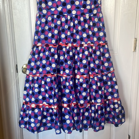 J. PETERMAN Blue Multicolor Polka Dot Lined Short Sleeve Dress$119 EUC 12 - Picture 7 of 9